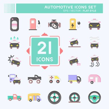 Icon Set Automotive. suitable for education symbol. flat style. simple design editable. design template vector. simple illustration