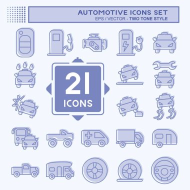 Icon Set Automotive. suitable for education symbol. two tone style. simple design editable. design template vector. simple illustration