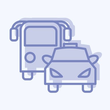 Icon Bus and Car. suitable for Automotive symbol. two tone style. simple design editable. design template vector. simple illustration