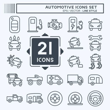 Icon Set Automotive. suitable for education symbol. line style. simple design editable. design template vector. simple illustration