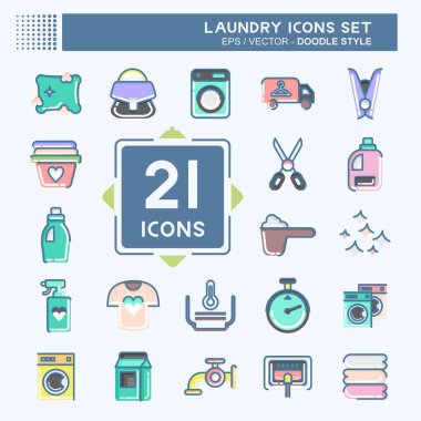 Icon Set Laundry. related to Laundry symbol. doodle style. simple design editable. simple illustration, good for prints