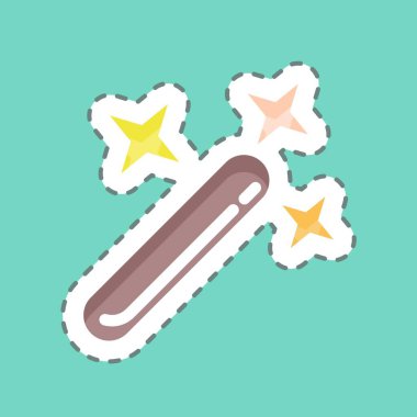 Çıkartma çizgisi Sihirli Asa 'yı kesti. Grafik Tasarım Araçları sembolüyle ilgili. Basit dizayn edilebilir. Basit bir çizim. basit vektör