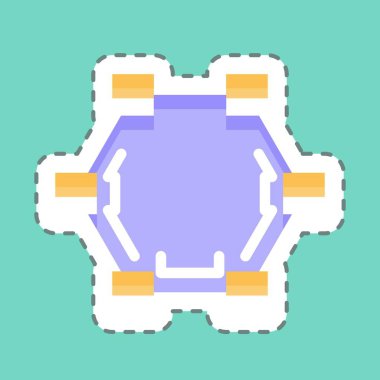 Etiket çizgisi kes Çokgen çiz. Grafik Tasarım Araçları sembolüyle ilgili. Basit dizayn edilebilir. Basit bir çizim. basit vektör