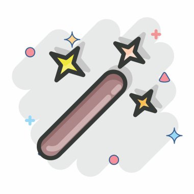 Simge Sihirli Asa. Grafik Tasarım Araçları sembolüyle ilgili. Çizgi roman tarzı. Basit dizayn edilebilir. Basit bir çizim. Basit vektör simgeleri