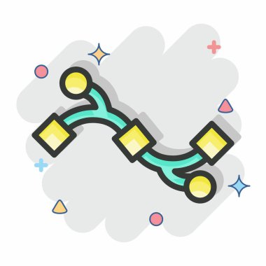 Simge Bezier Eğrisi. Grafik Tasarım Araçları sembolüyle ilgili. Çizgi roman tarzı. Basit dizayn edilebilir. Basit bir çizim. Basit vektör simgeleri