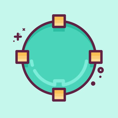 Simge Çizim Çemberi. Grafik Tasarım Araçları sembolüyle ilgili. MBE tarzı. Basit dizayn edilebilir. Basit bir çizim. Basit vektör simgeleri