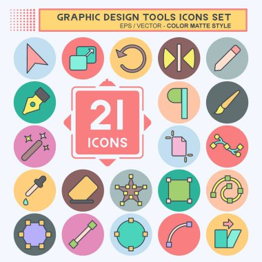 Icon Set Graphic Design Tools. related to Graphic Design Tools symbol. color mate style. simple design editable. simple illustration