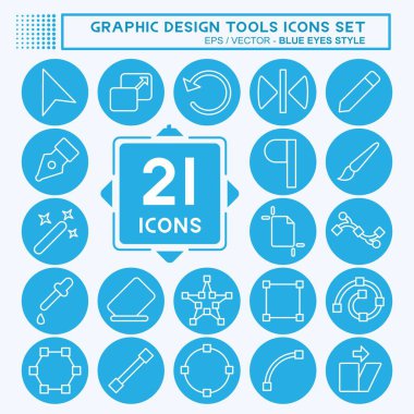 Icon Set Graphic Design Tools. related to Graphic Design Tools symbol. blue eyes style. simple design editable. simple illustration