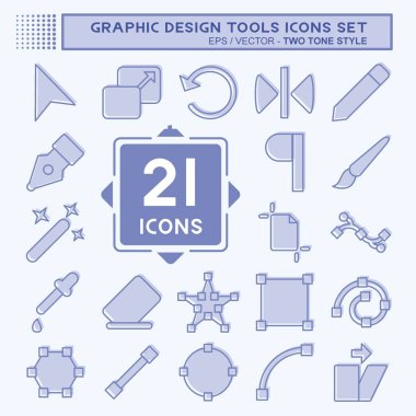 Icon Set Graphic Design Tools. related to Graphic Design Tools symbol. two tone style. simple design editable. simple illustration
