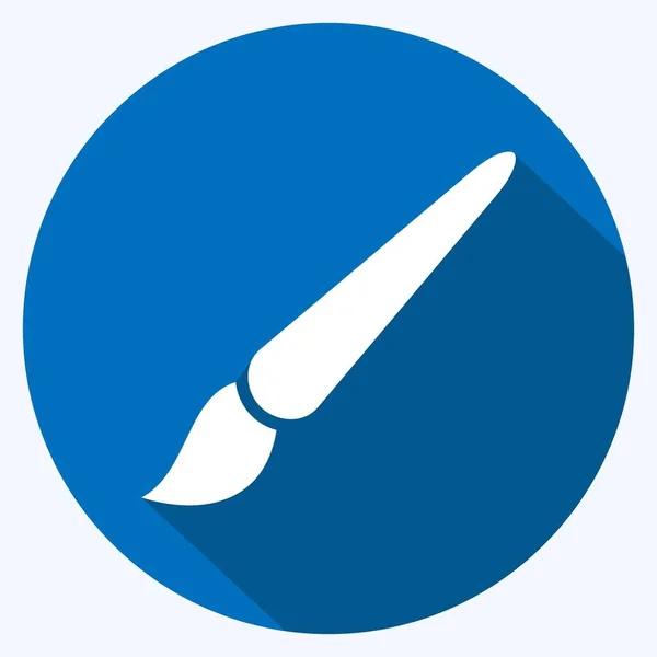 Icon Paint Brush Related Graphic Design Tools Symbol Long Shadow — ストックベクタ