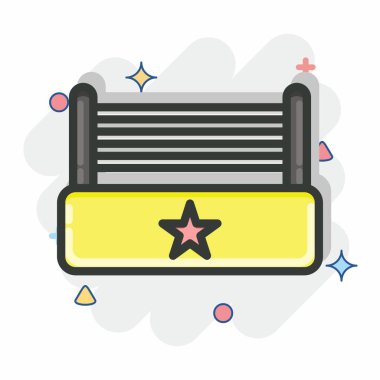 Simge halkası. Dövüş sporları sembolüyle ilgili. Çizgi roman tarzı. Basit dizayn edilebilir. Basit bir resim. Boks.