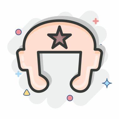 Simge Boks Kaskı. Dövüş sporları sembolüyle ilgili. Çizgi roman tarzı. Basit dizayn edilebilir. Basit bir resim. Boks.