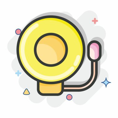 Icon Bell. Dövüş sporları sembolüyle ilgili. Çizgi roman tarzı. Basit dizayn edilebilir. Basit bir resim. Boks.