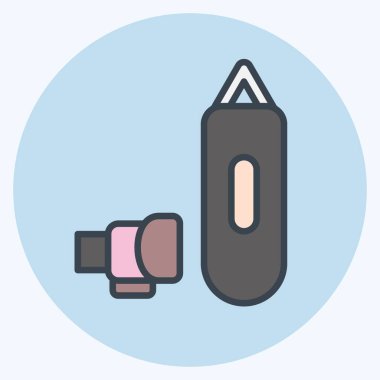 Simge Eğitimi. Dövüş sporları sembolüyle ilgili. renk arkadaşı stili. Basit dizayn edilebilir. Basit bir resim. Boks.