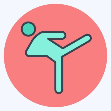 Simge Tekmesi. Dövüş sporları sembolüyle ilgili. renk arkadaşı stili. Basit dizayn edilebilir. Basit bir resim. Boks.