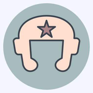 Simge Boks Kaskı. Dövüş sporları sembolüyle ilgili. renk arkadaşı stili. Basit dizayn edilebilir. Basit bir resim. Boks.