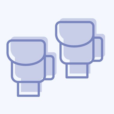 İkon Boks Eldiveni. Dövüş sporları sembolüyle ilgili. İki ton stili. Basit dizayn edilebilir. Basit bir resim. Boks.