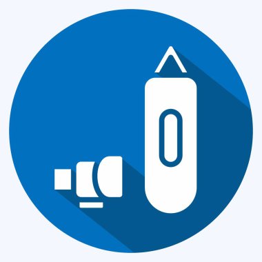 Simge Eğitimi. Dövüş sporları sembolüyle ilgili. Uzun gölge tarzı. Basit dizayn edilebilir. Basit bir resim. Boks.