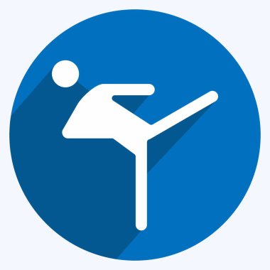 Simge Tekmesi. Dövüş sporları sembolüyle ilgili. Uzun gölge tarzı. Basit dizayn edilebilir. Basit bir resim. Boks.