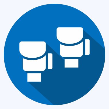 İkon Boks Eldiveni. Dövüş sporları sembolüyle ilgili. Uzun gölge tarzı. Basit dizayn edilebilir. Basit bir resim. Boks.