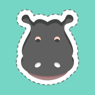 Çıkartma çizgisi Hippopotamus 'u kesti. Hayvan kafası sembolüyle ilgili. Basit dizayn edilebilir. Basit bir çizim. Şirin. eğitim