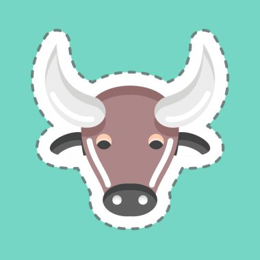 Etiket çizgisi Buffalo 'yu kesti. Hayvan kafası sembolüyle ilgili. Basit dizayn edilebilir. Basit bir çizim. Şirin. eğitim