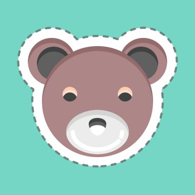 Çıkartma çizgisi Bear 'ı kesti. Hayvan kafası sembolüyle ilgili. Basit dizayn edilebilir. Basit bir çizim. Şirin. eğitim