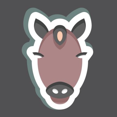 Çıkartmalı At. Hayvan kafası sembolüyle ilgili. Basit dizayn edilebilir. Basit bir çizim. Şirin. eğitim