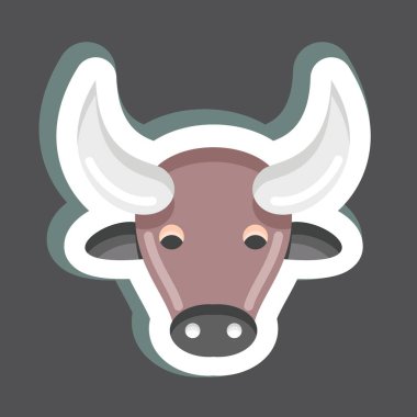 Etiketli Buffalo. Hayvan kafası sembolüyle ilgili. Basit dizayn edilebilir. Basit bir çizim. Şirin. eğitim