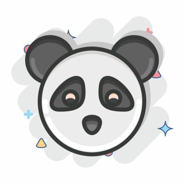 İkon Panda. Hayvan kafası sembolüyle ilgili. Çizgi roman tarzı. Basit dizayn edilebilir. Basit bir çizim. Şirin. eğitim