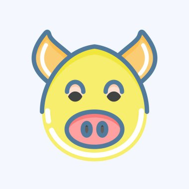 Simge domuzu. Hayvan kafası sembolüyle ilgili. Karalama stili. Basit dizayn edilebilir. Basit bir çizim. Şirin. eğitim