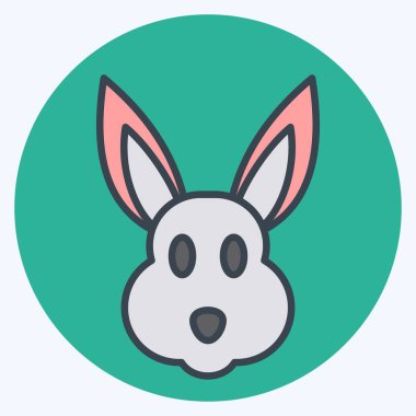 Simge Tavşan. Hayvan kafası sembolüyle ilgili. renk arkadaşı stili. Basit dizayn edilebilir. Basit bir çizim. Şirin. eğitim