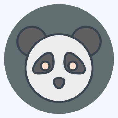 İkon Panda. Hayvan kafası sembolüyle ilgili. renk arkadaşı stili. Basit dizayn edilebilir. Basit bir çizim. Şirin. eğitim