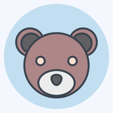 Simge Ayısı. Hayvan kafası sembolüyle ilgili. renk arkadaşı stili. Basit dizayn edilebilir. Basit bir çizim. Şirin. eğitim