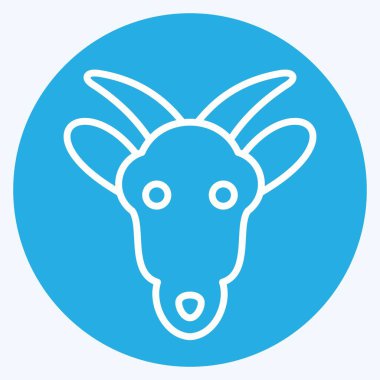 Simge Keçi. Hayvan kafası sembolüyle ilgili. Mavi gözlü. Basit dizayn edilebilir. Basit bir çizim. Şirin. eğitim