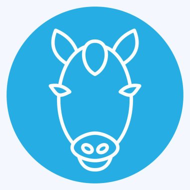 Simge Atı. Hayvan kafası sembolüyle ilgili. Mavi gözlü. Basit dizayn edilebilir. Basit bir çizim. Şirin. eğitim