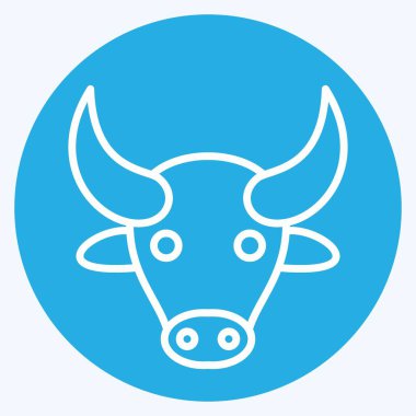Icon Buffalo. Hayvan kafası sembolüyle ilgili. Mavi gözlü. Basit dizayn edilebilir. Basit bir çizim. Şirin. eğitim