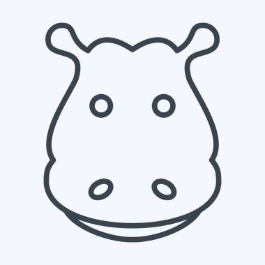 Icon Hippopotamus. Hayvan kafası sembolüyle ilgili. Sıra tarzı. Basit dizayn edilebilir. Basit bir çizim. Şirin. eğitim