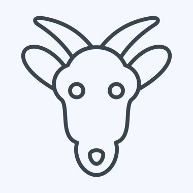 Simge Keçi. Hayvan kafası sembolüyle ilgili. Sıra tarzı. Basit dizayn edilebilir. Basit bir çizim. Şirin. eğitim