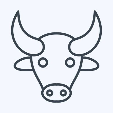 Icon Buffalo. Hayvan kafası sembolüyle ilgili. Sıra tarzı. Basit dizayn edilebilir. Basit bir çizim. Şirin. eğitim