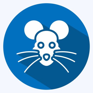 Simge Sıçan. Hayvan kafası sembolüyle ilgili. Uzun gölge tarzı. Basit dizayn edilebilir. Basit bir çizim. Şirin. eğitim