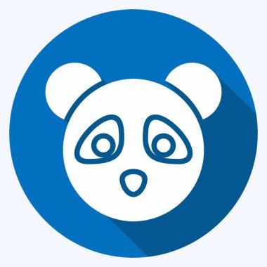 İkon Panda. Hayvan kafası sembolüyle ilgili. Uzun gölge tarzı. Basit dizayn edilebilir. Basit bir çizim. Şirin. eğitim