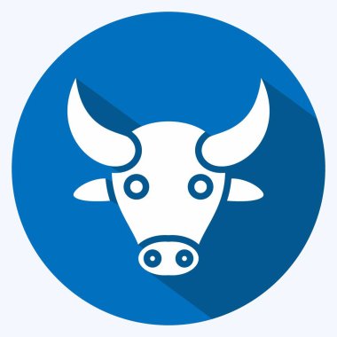 Icon Buffalo. Hayvan kafası sembolüyle ilgili. Uzun gölge tarzı. Basit dizayn edilebilir. Basit bir çizim. Şirin. eğitim