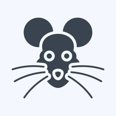 Simge Sıçan. Hayvan kafası sembolüyle ilgili. Kabartma tarzı. Basit dizayn edilebilir. Basit bir çizim. Şirin. eğitim