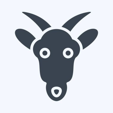 Simge Keçi. Hayvan kafası sembolüyle ilgili. Kabartma tarzı. Basit dizayn edilebilir. Basit bir çizim. Şirin. eğitim