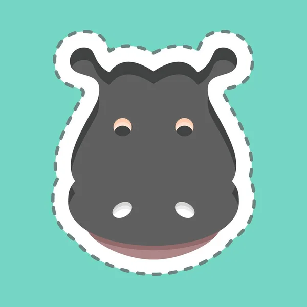 Etiqueta Engomada Línea Corte Hipopótamo Relacionado Con Símbolo Cabeza Animal — Archivo Imágenes Vectoriales