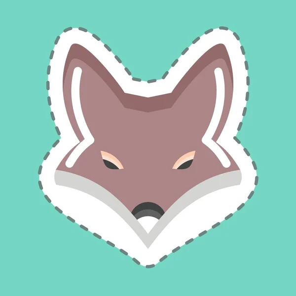 Sticker Line Cut Fox Related Animal Head Symbol Simple Design — Stock Vector