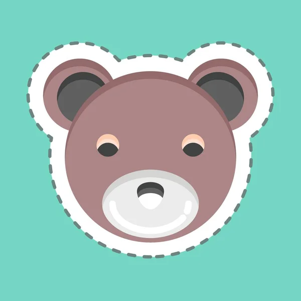 Sticker Line Cut Bear Související Symbolem Zvířecí Hlava Jednoduchý Design — Stockový vektor