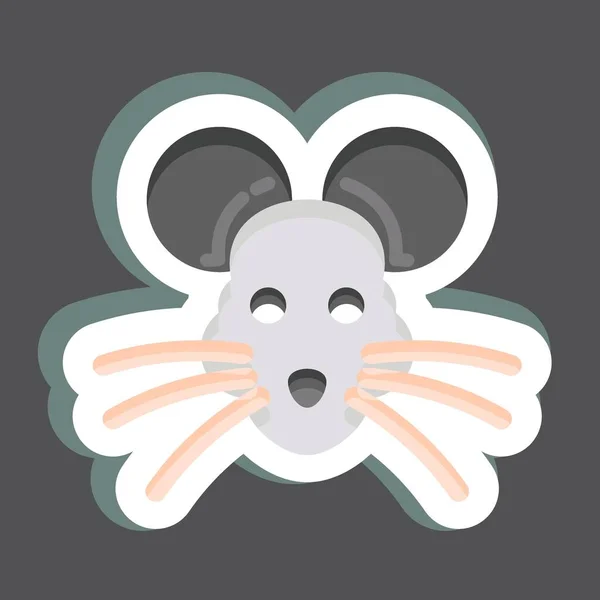 Sticker Rat Související Symbolem Zvířecí Hlava Jednoduchý Design Upravitelný Jednoduché — Stockový vektor