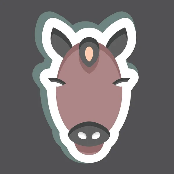 Sticker Cheval Lié Symbole Tête Animal Conception Simple Modifiable Illustration — Image vectorielle